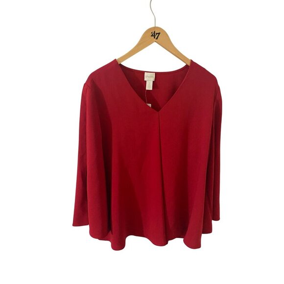 NWT Chico's Women's Red Half Slit Sleeve Blouse - 2 (Large/12) - Picture 1 of 14
